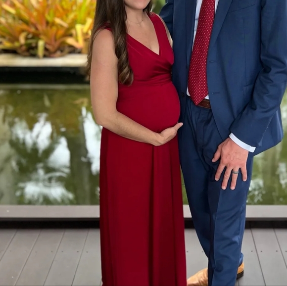 Seraphine Claret Maternity and Nursing Evening Dress Formal Maternity Dress US 2 - Picture 3 of 4